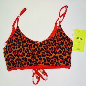 Maaji Vibrant Red and Black Leopard Bikini Top